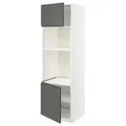 METOD hi cb f oven/micro w 2 drs/shelves, white/Voxtorp dark grey, 60x60x200 cm