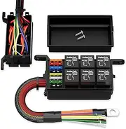 DaierTek 12V Relay Box 6 Way Fuse Box Pre-wired Waterproof 6 Slot ATC/ATO Fuse Block Universal Panel for Automotive Car Marine Boat