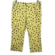 Anthropologie Cartonnier Yellow Retro Mini Floral Cropped Pants Capris Size 10