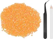 uxcell 5000pcs Flatback Rhinestones Resin, SS12 3mm Resin Rhinestones Bulk Round Shine Gems with Pickup Tools for DIY Nail Art Tumblers Mugs Clothes, Orange