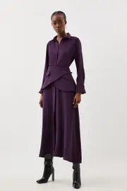 Soft Tailored Belted Maxi Shirt Dress