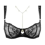 AUBADE Gold Pleasure Lace Demi-Cup Bra size 36D Black