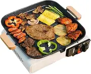 Nonstick Grill Pan | Grill Pan for Cooking,Nonstick, Flat-Bottomed Design Pan Square, Portable Built-in Grease Drain Pan for Camping, Field Barbecue Or Outdoor