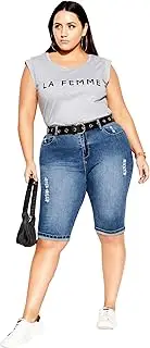 [City Chic] Women's Plus Size Shorts - Knee Length Turn Up Denim