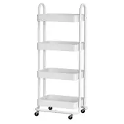 Storage Trolley Kitchen Cart 4 Tiers White