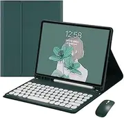 Keyboard and Mouse Combo for Galaxy Tab S10+ Plus/S9FE Plus/S9Plus/S8Plus/S7Plus/S7FE, Round Keys Detachable Magnet Keyboard Cover with S Pen Holder, Teal