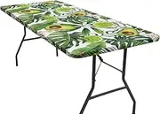 Picnic Table Tablecloth,Avocado Pattern Windproof Camping Table | Avocado Pattern Windproof Waterproof Tablecloth, 6ft Elastic Picnic Table Cloth for Outdoor Indoor