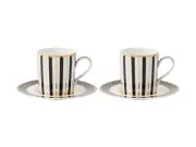 Maxwell & Williams Teas & C's Regency Demi Cup & Saucer Set of 2 Black Gift Box