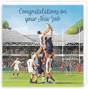 Rugby Fun New Job Congratulations Card - Milo's Gallery - Sport Congratulations Card - Congratulations New Job Card For Rugby Fans - For Men, Husband, Dad, Son, Brother