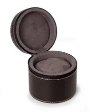 Bey-Berk Full Grain Leather Single Watch Case with Zipper Closure
