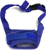 Soft Dog Muzzle for Large Medium Small Sized Dogs, Full-Covered Anti-bite Air Mesh with Adjustable Straps, Breathable Drinkable Prevent Biting Barking Chewing Licking (Blue) (XL)