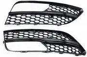 Fog Light Grille for Au&di A3 Hatchback 2014 2015 2016 Foglamp Cover Front Bumper Airway Mask Outlet Grills Fog Light Grille Honeycomb Mesh Style (Color : Full Black)