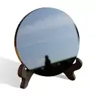 Natural Black Obsidian Scrying Mirror Heal Crystals Stone Round Plate With Shelf