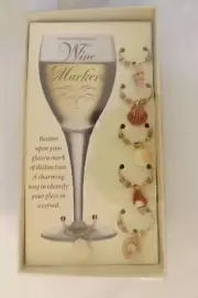 Wine Glass Charms,set of 6,Shells,wine glass markers,NIP