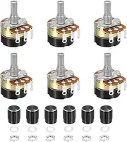 uxcell 6 Pack WH138 Potentiometer 500K Ohm Single-Joint Variable Resistors 3 Terminals Linear Taper Rotary with Knob Cap for Audio Volume Control