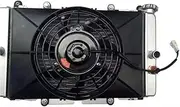 [Motorcycle Parts] New Cooling Radiator and Fan Assy for Hisun 500CC 700CC HS500 HS700 UTV Quad 19202-107-0000 19600-115-0000 [Easy to Replace]