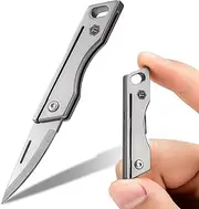 KeyUnity KK06 Mini EDC Pocket Knife, Small Titanium Folding Knife with Built-in Keychain Hole for Everyday Carry
