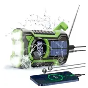 Emergency Weather Radio, Waterproof Bluetooth Portable AM/FM/NOAA Weather Green