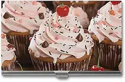 LKHDS Slim Aluminum Alloy Business Card Holder Cupcake And Muffin Pocket Business Card Case Portable Business Card Wallet Business Card Holders Handheld Card Box for Women Men, style, One size, Style