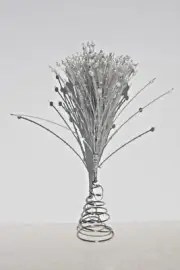 Pearl And Clear Glass Crystal Bead Burst Wire Christmas Tree Topper