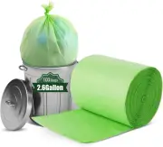 Compostable Bin Liners, 2.6 Gallon, 10L, 100 Count, 100% Biodegradable Waste Bag