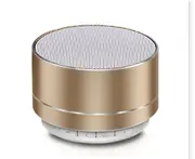 Aluminum Alloy Wireless Bluetooth Speakers Outdoor Portable Mini Metal Speaker with LED Lights Support TF Card FM Radio-Gold