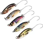 Generic 5pcs Fishing Lures Metal Spinning Hard Bait with Hook Fishing Spoon Lure for River Stream Freshwater Bass Pike Trout
