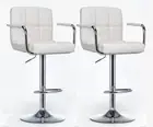 2 x Varossa Elegance High Back Bar Stools (White -Set of 2)