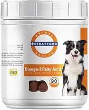 Stratford Pharmaceuticals EZ Chew Omega 3 Fatty Acid Soft Chew Max Strength - Dog Omega 3 Supplement - Soft Chew Treats with Fish Oil for Dogs - Large and Giant Dogs - 90 Soft Chews