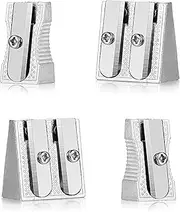 Pencil Sharpeners Set, 4 Piece Manual Sharpener Kit with 2 Single Hole and 2 Double Hole Metal Sharpeners, Handheld Graphite and Crayon Sharpeners for Home, School, and Office Supplies