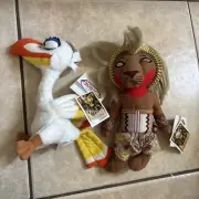 2 Disney Lion King Broadway Bean Bag Plush Zazu , Simba NWT