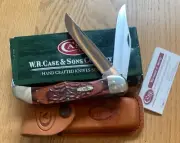 CASE WOOD FOLDING HUNTER KNIFE NEVER USED IN BOX #6265 SS D1