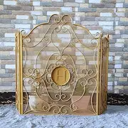 Fire Screen Iron Spark Guard, 3-Panel Fire Screen, Fireplace Fender H X W 60 X 90 Cm, Black，Gold Fireplace Screen Little Surprise
