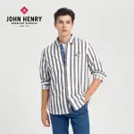 【JOHN HENRY】條紋籃球刺繡貼布襯衫