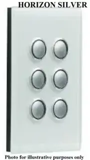 Clipsal SATURN GRID & PLATE ASSEMBLY 6-Gang Switch/Push Button HORIZON SILVER