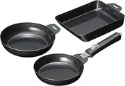Wahei Freiz MB-2805 Iron Skillet Grill Pan, Set of 4, Iron Frying Pan, IH Gas, Oven, Gravy Cook 2