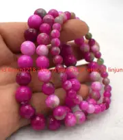 Natural 6/8/10mm Pink Multi-Color Kunzite Gems Beads Elastic Bracelets 7.5" AAA+