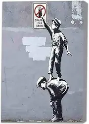 Banksy(Graffiti11) Wall Art Painting on Canvas Wall Decorations for Living Room Stretched and Framed Canvas Print Bedroom Wall Pictures Ready to Hang(70x100cm_28x39in,Framed)