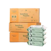 Cuddlies Bamboo Eco Nappies 6-10kg Crawler Size 3 Medium Bundle 114 Pack & Water Wipes 4 Pack