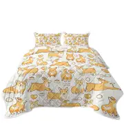 Cute Corgi Dog Heart and Bone Pattern Coverlet