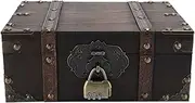 Gernie Retro European Wooden Hinge Treasure Chest Box, Jewelry Box, Storage Box, Approx. 23.5 x 16 x 9.5cm/9.25 x 6.30 x 3.74in, Decorative, Lockable