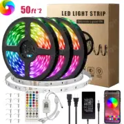 100ft LED Strip Lights 50ft 32ft Music Bluetooth APP Remote 5050 RGB Room Lights