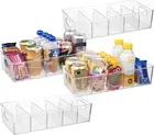 Plastic Pantry Organization and Storage Bins with Removable Dividers – 4 Pack XL
