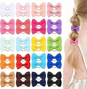 Taoluwin 40Pcs Baby Girl Hair Ties, 20 Colors Candy Bow Ponytail Holders, Toddler Hair Ties, Non-Slip Pony Tail Holder, Small Rubber Bands for Infants Toddlers Girls
