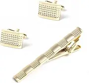 [VKEID] Men's Tie Clip Cufflinks Set Electroplated Gold Tie Clip Cufflinks Set Men's French Cufflinks Shirt Tie Clip