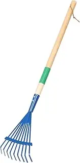 Toddmomy Detachable Lawn Rake with Ergonomic Wooden Handle Lightweight Leaf Rake for Gardening Fun Outdoor Playhouse Accessory for Blue Color