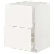 METOD / MAXIMERA base cab f sink+2 fronts/2 drawers, white/Vallstena white, 60x60x80 cm