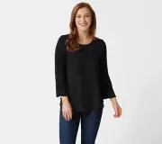 Laurie Felt Printed Woven Blouse with Pleated Sleeves - Black (XXS) -