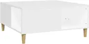 'vidaXL White Coffee Table with Storage Compartments, Minimalist Design, 80x80x36.5 cm, Engineered Wood, Indoor Use