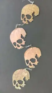 Four Skulls Metal Wind Catcher Spinner Rustic Garden Motorcyclists Bikers